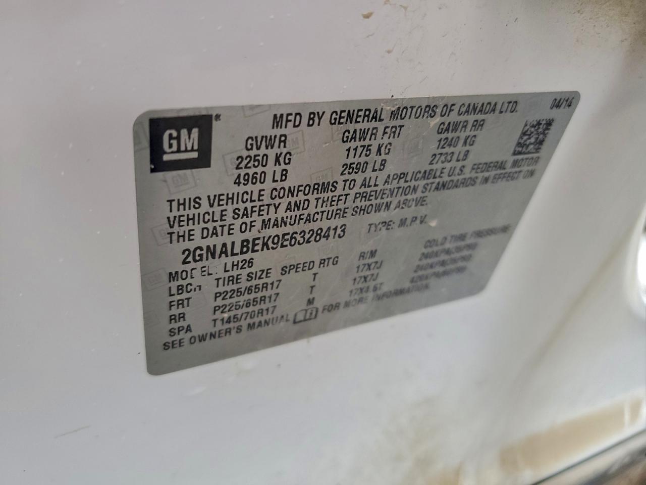 2014 Chevrolet Equinox lt