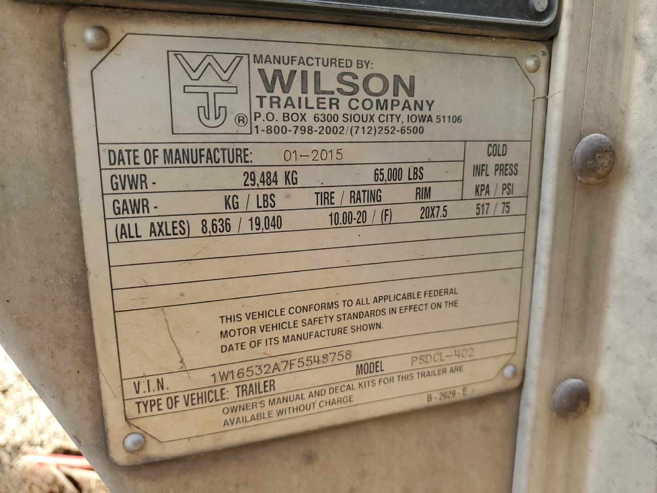 2015 Wilson Livestock Trailer