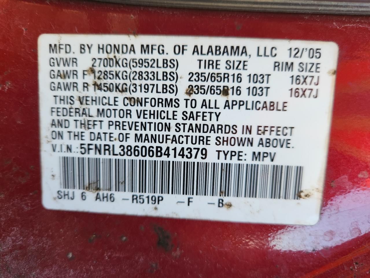 2006 Honda Odyssey exl