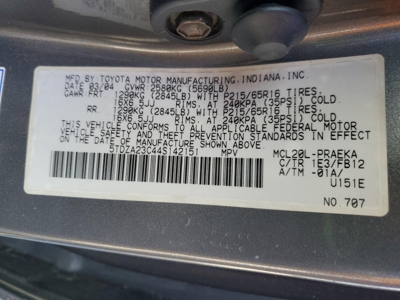 2004 Toyota Sienna ce