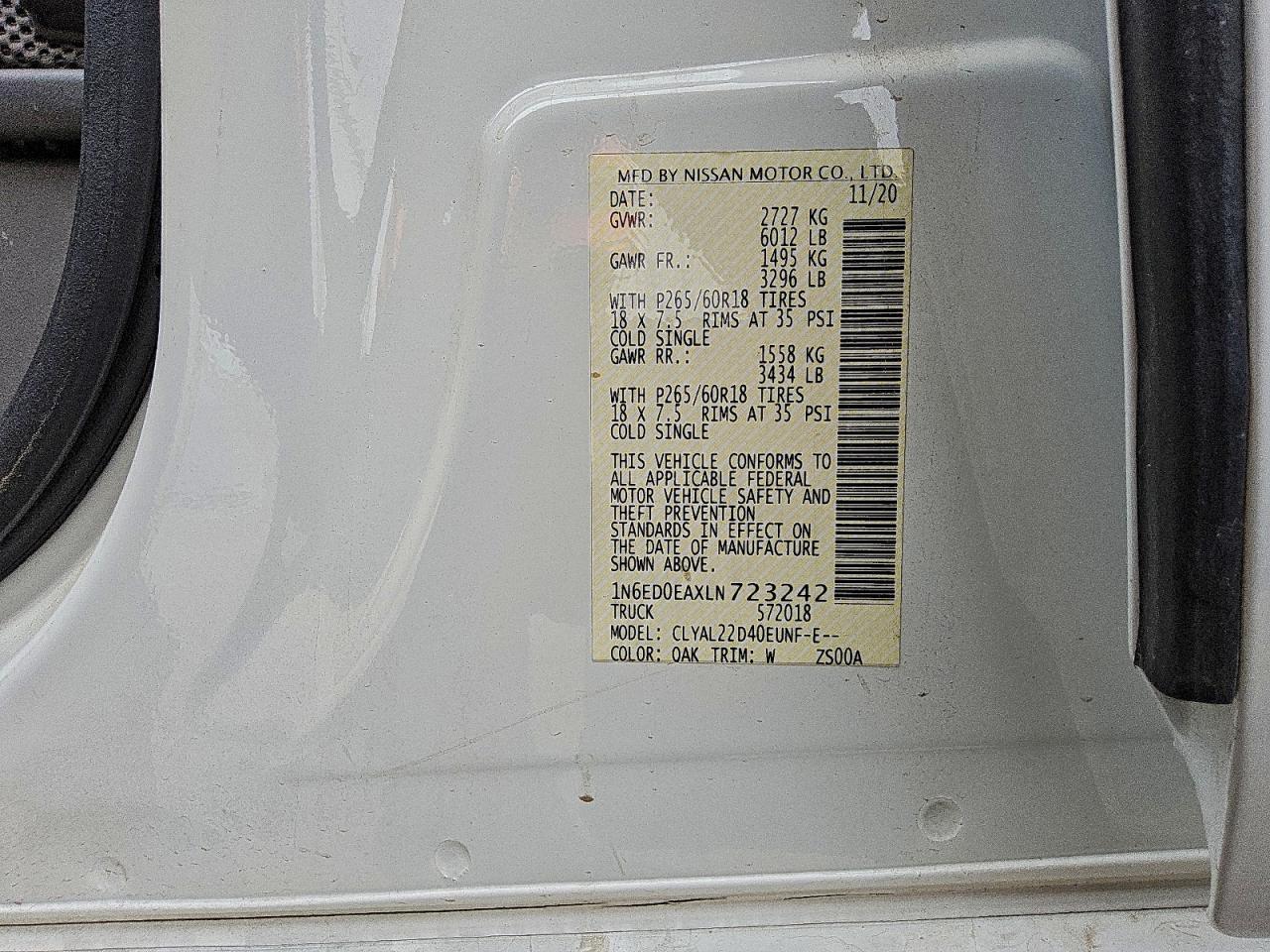 2020 Nissan Frontier SV