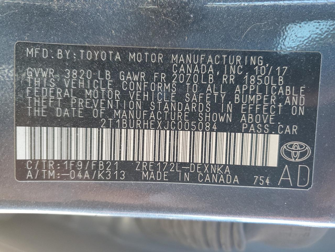 2018 Toyota Corolla l
