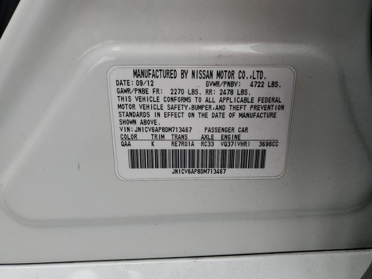 2013 Infinity G25 Sedan Journey