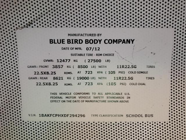 2013 Blue Bird 2013 Bluebird Vision-School Bus