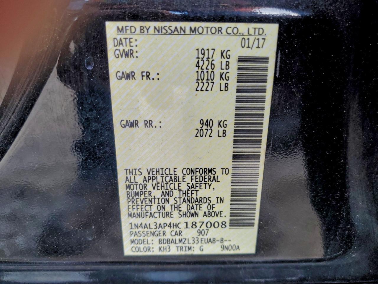 2017 Nissan Altima 2.5 sv
