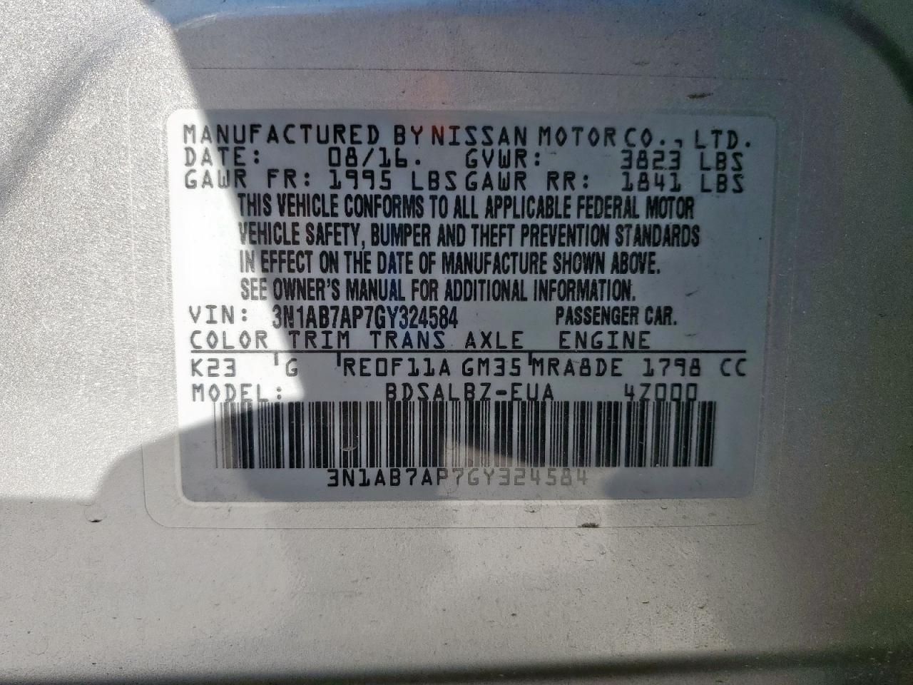 2016 Nissan Sentra s