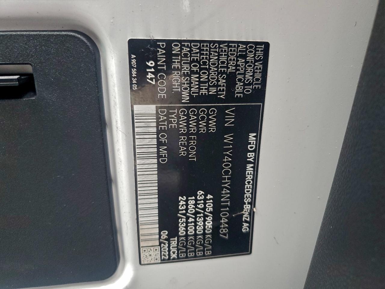 2022 Mercedes-Benz 2022 Mercedes Benz Sprinter 2500 Delivery Van