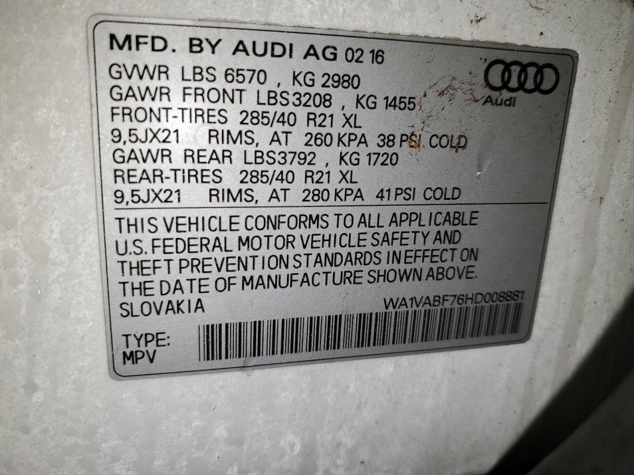 2017 Audi Q7 Prestige