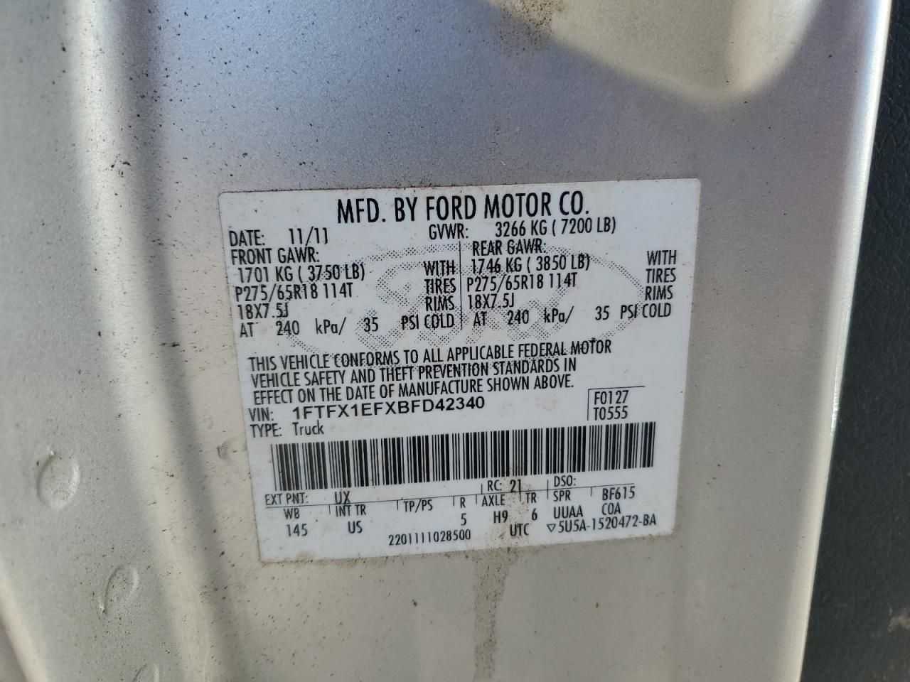 2011 Ford F150 Super Cab