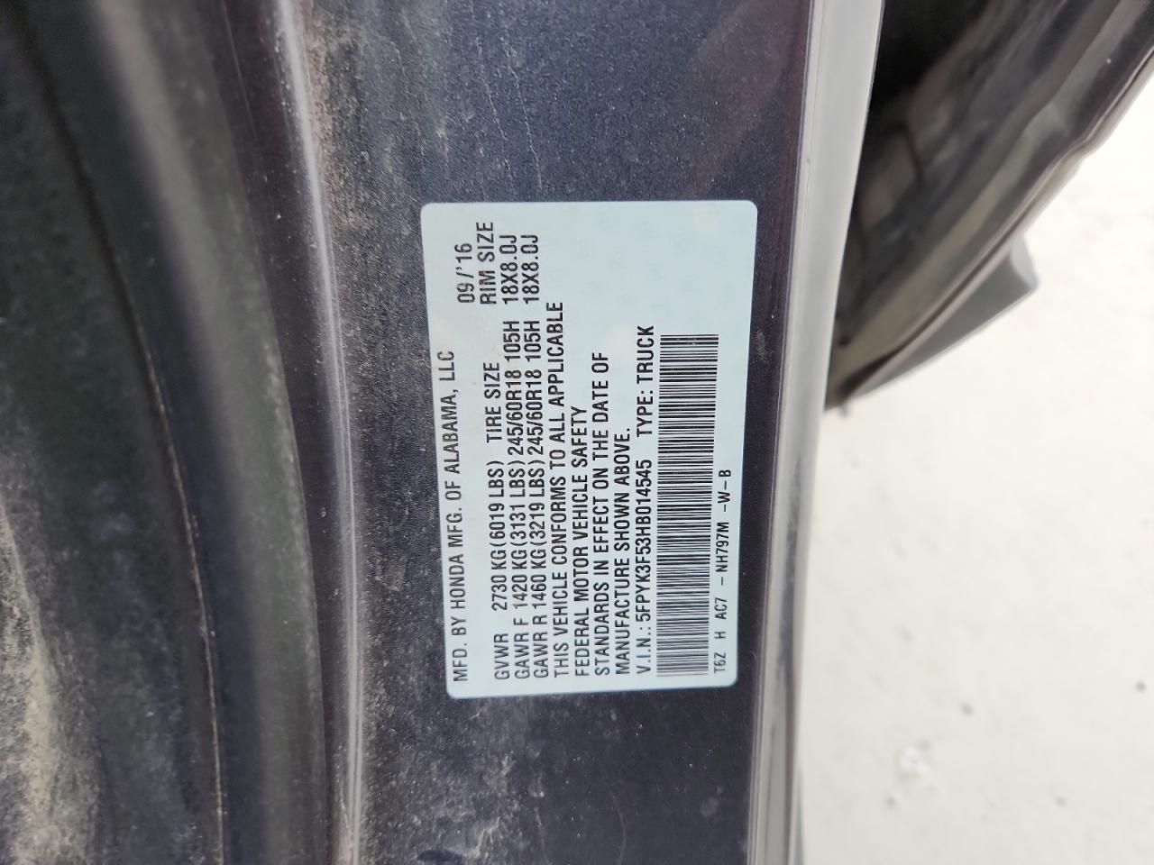 2017 Honda Ridgeline RTL