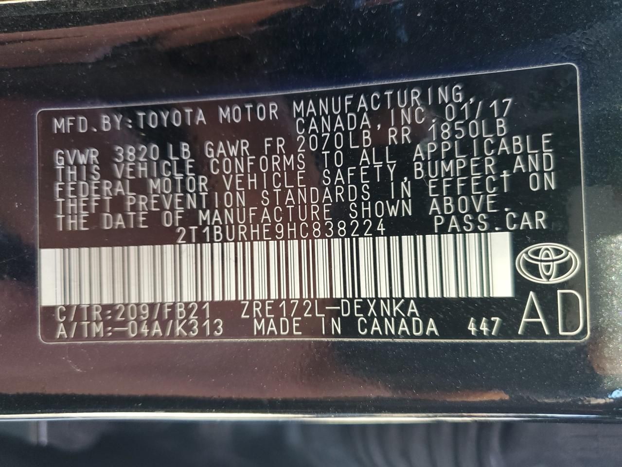 2017 Toyota Corolla l