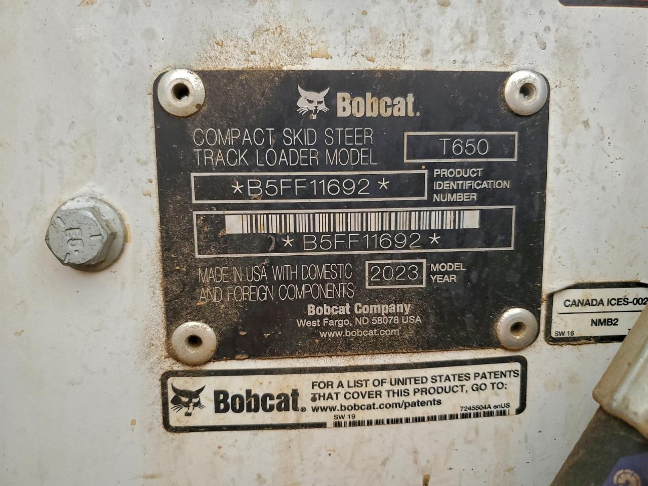 2023 Bobcat T650 Tracked Skid Steer Loader