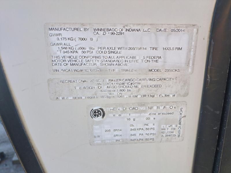 2015 Winnebago Minnie Win-trailer