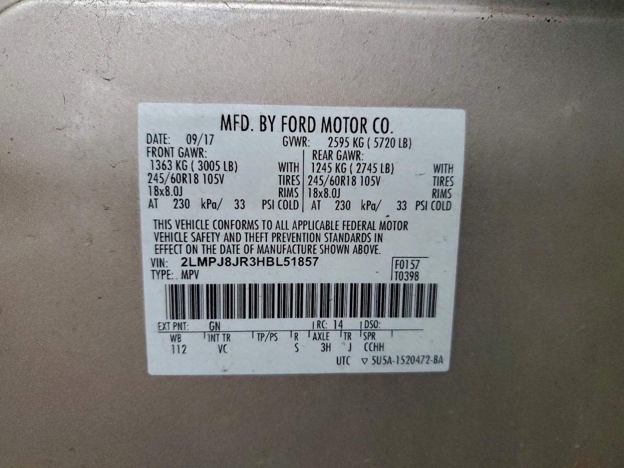 2017 Lincoln Mkx Premiere