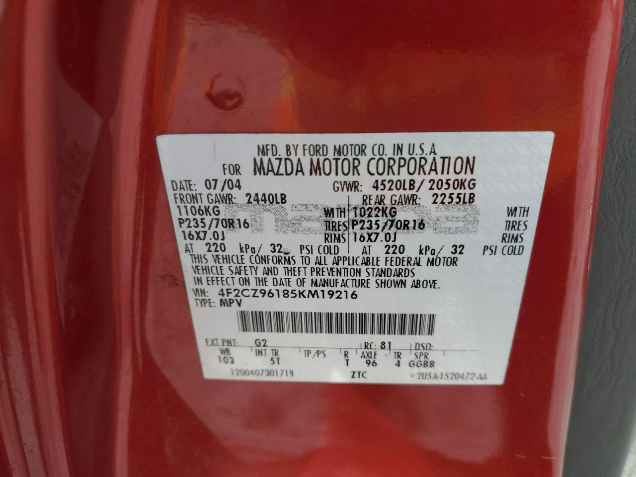 2005 Mazda Tribute s