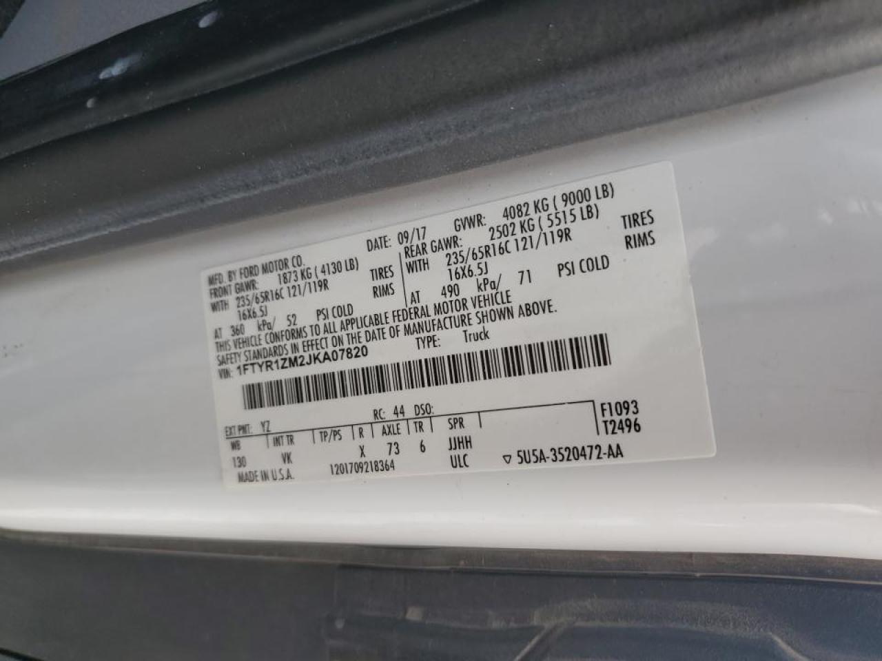 2018 Ford Transit T-250 Delivery Van