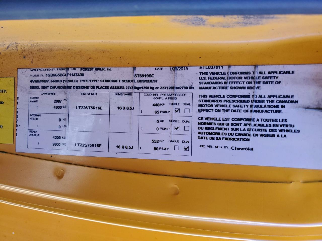 2015 Chev Rolet Express School Bus