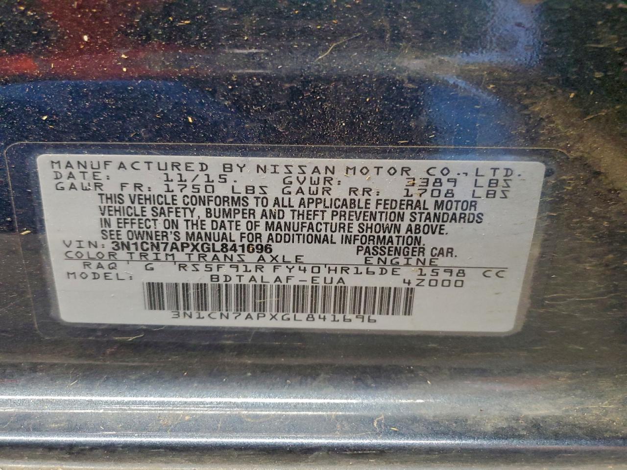 2016 Nissan Versa s