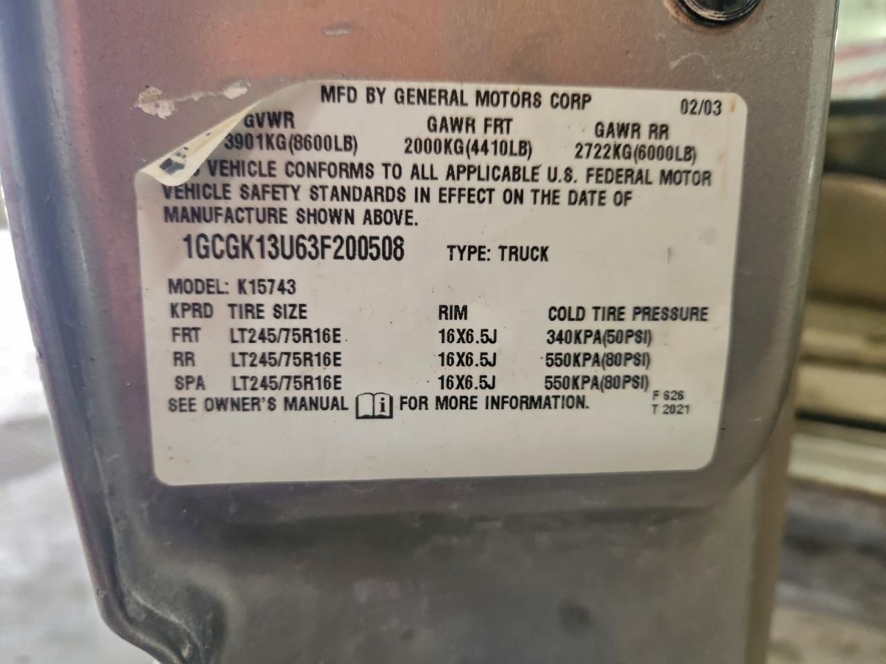 2003 Chevrolet Silverado K1500 Heavy Duty