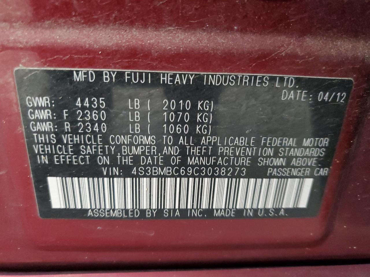2012 Subaru Legacy 2.5i Premium