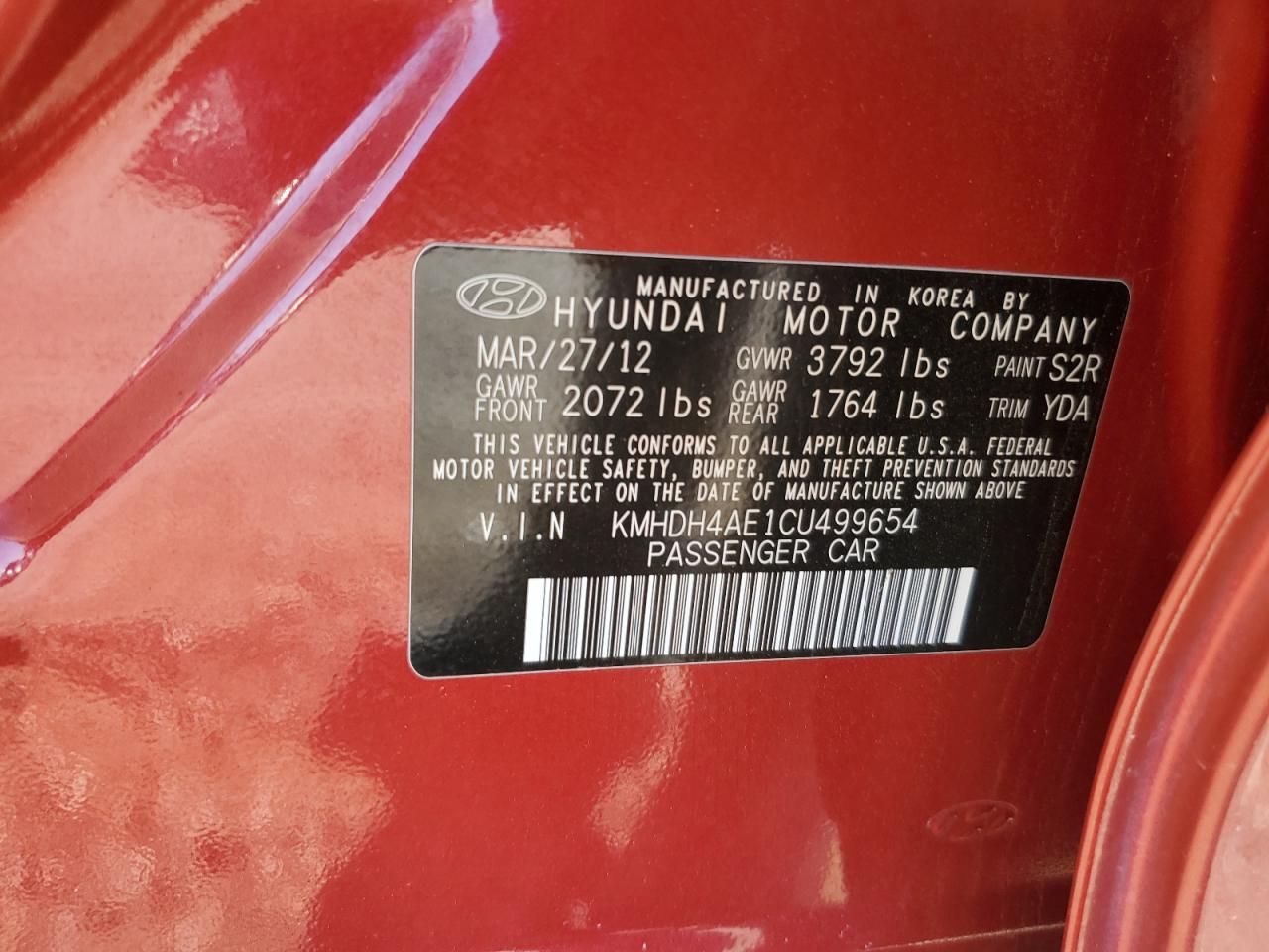 2012 Hyundai Elantra gls