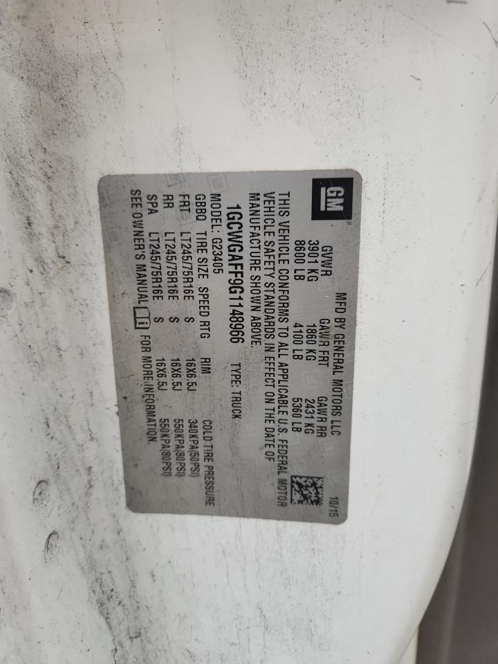 2016 Chev Express Cargo 2500 1