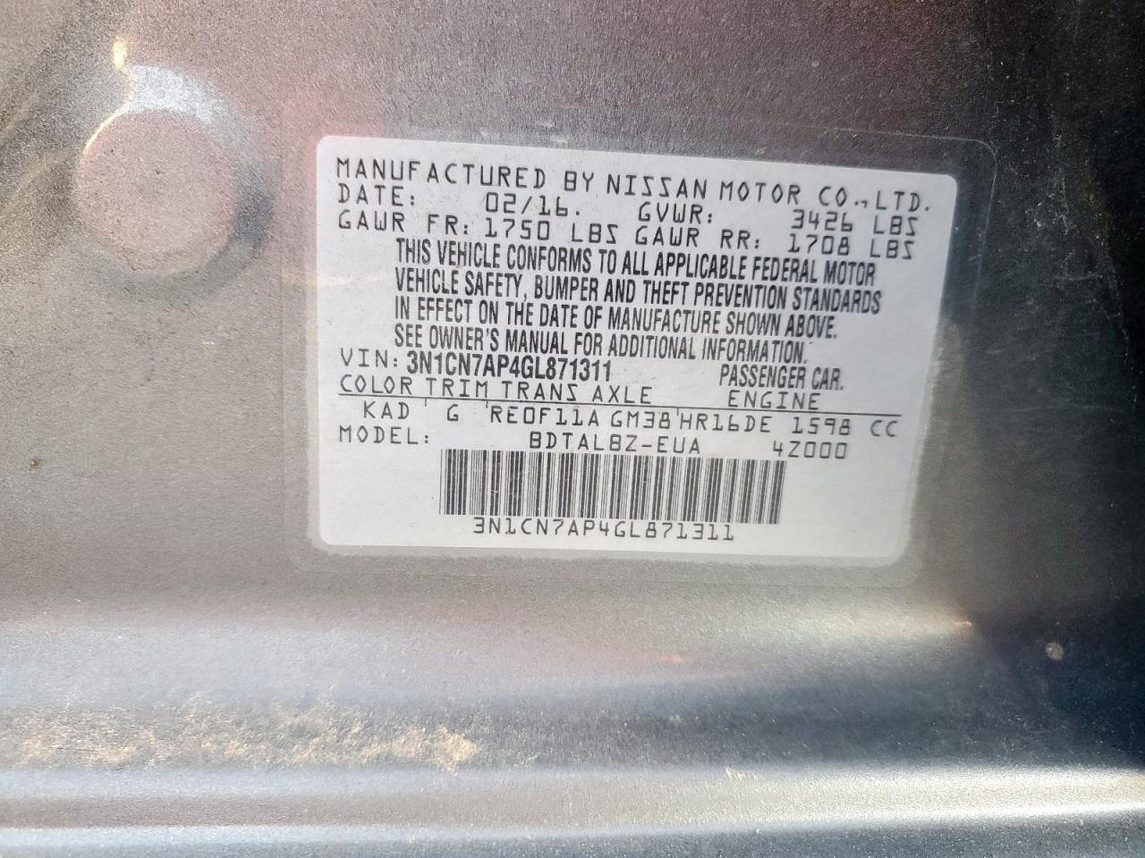 2016 Nissan Versa s