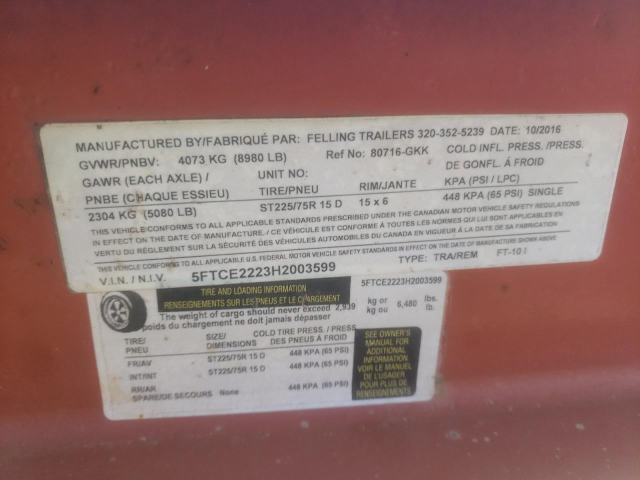 2017 Felling 2017 Flrd Unknown-Equipment Trailer