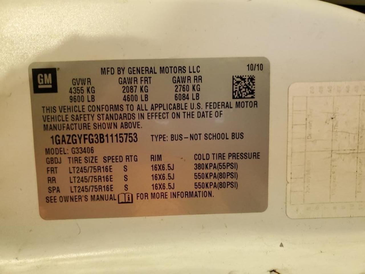 2011 Chevrolet 2011 Chev Express Passenger 35