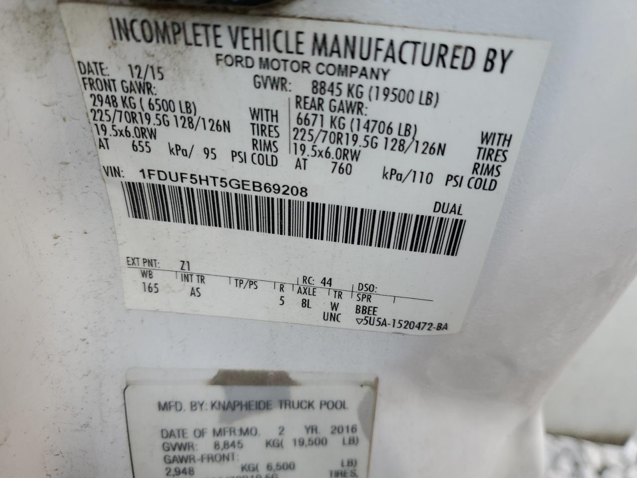 2016 Ford F550 Super Duty Utility / Service Truck