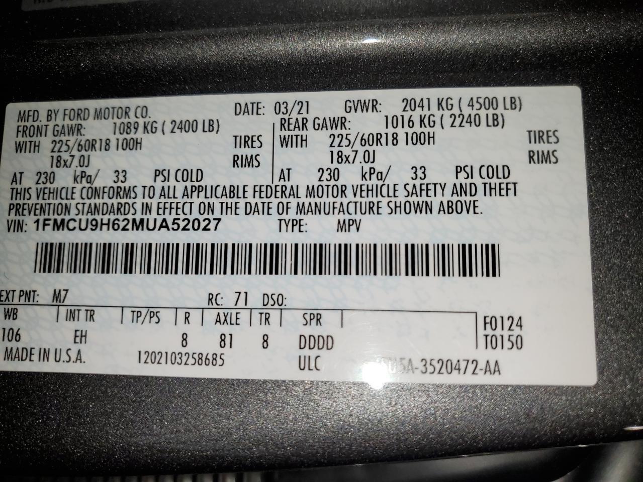 2021 Ford Escape sel
