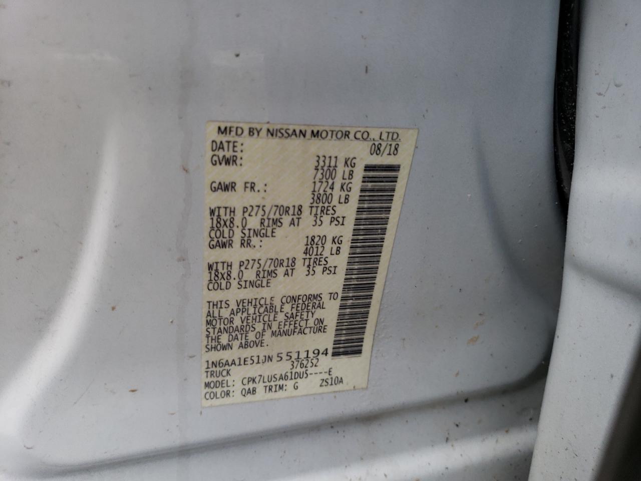 2018 Nissan Titan sv