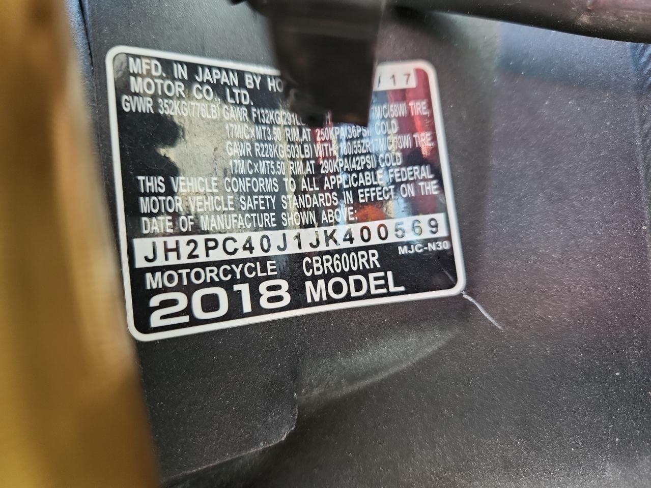 2018 Honda CBR600 RR