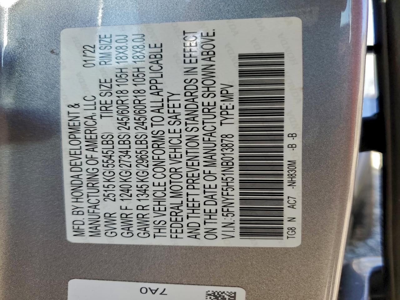 2022 Honda Pilot exl