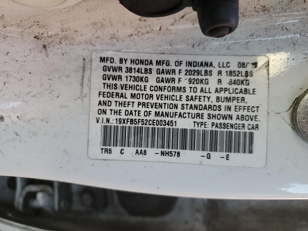 2012 Honda Civic Natural gas