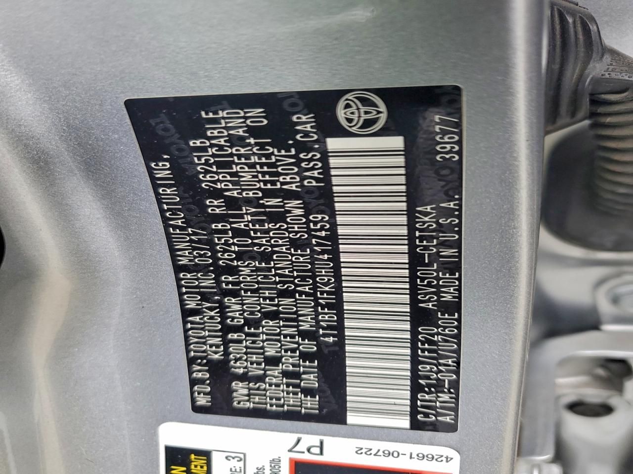 2017 Toyota Camry le