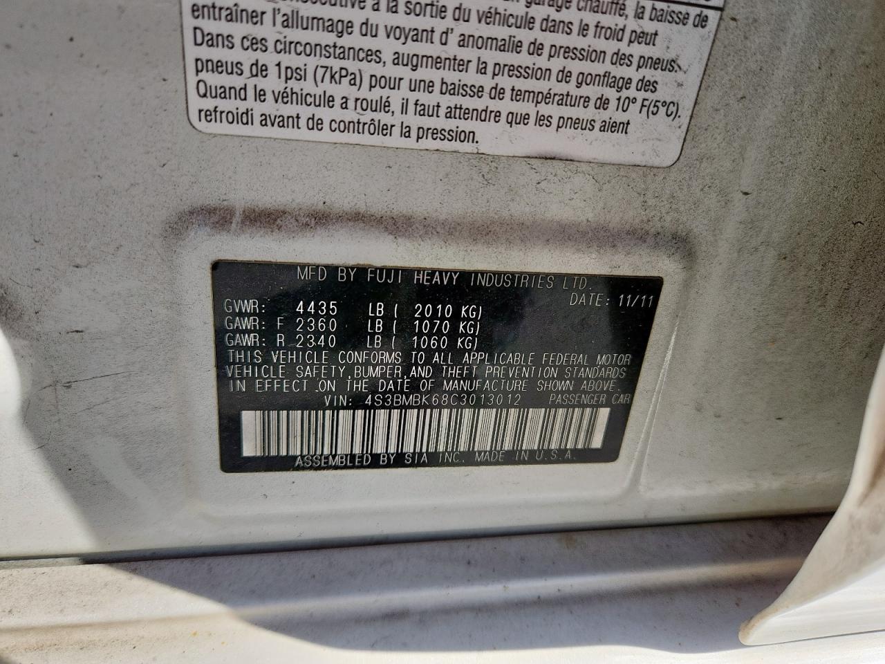 2012 Subaru Legacy 2.5i Limited