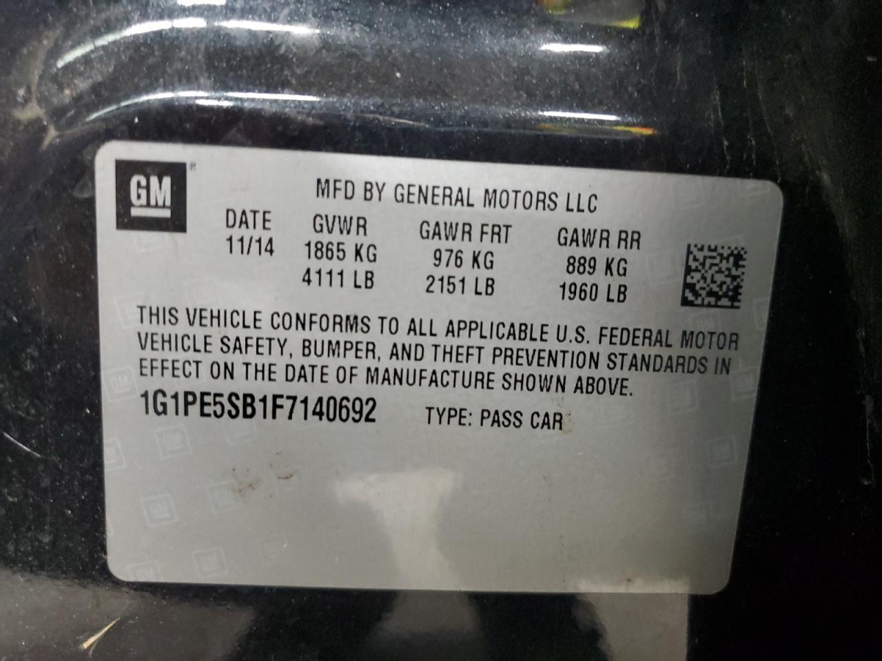 2015 Chevrolet Cruze lt