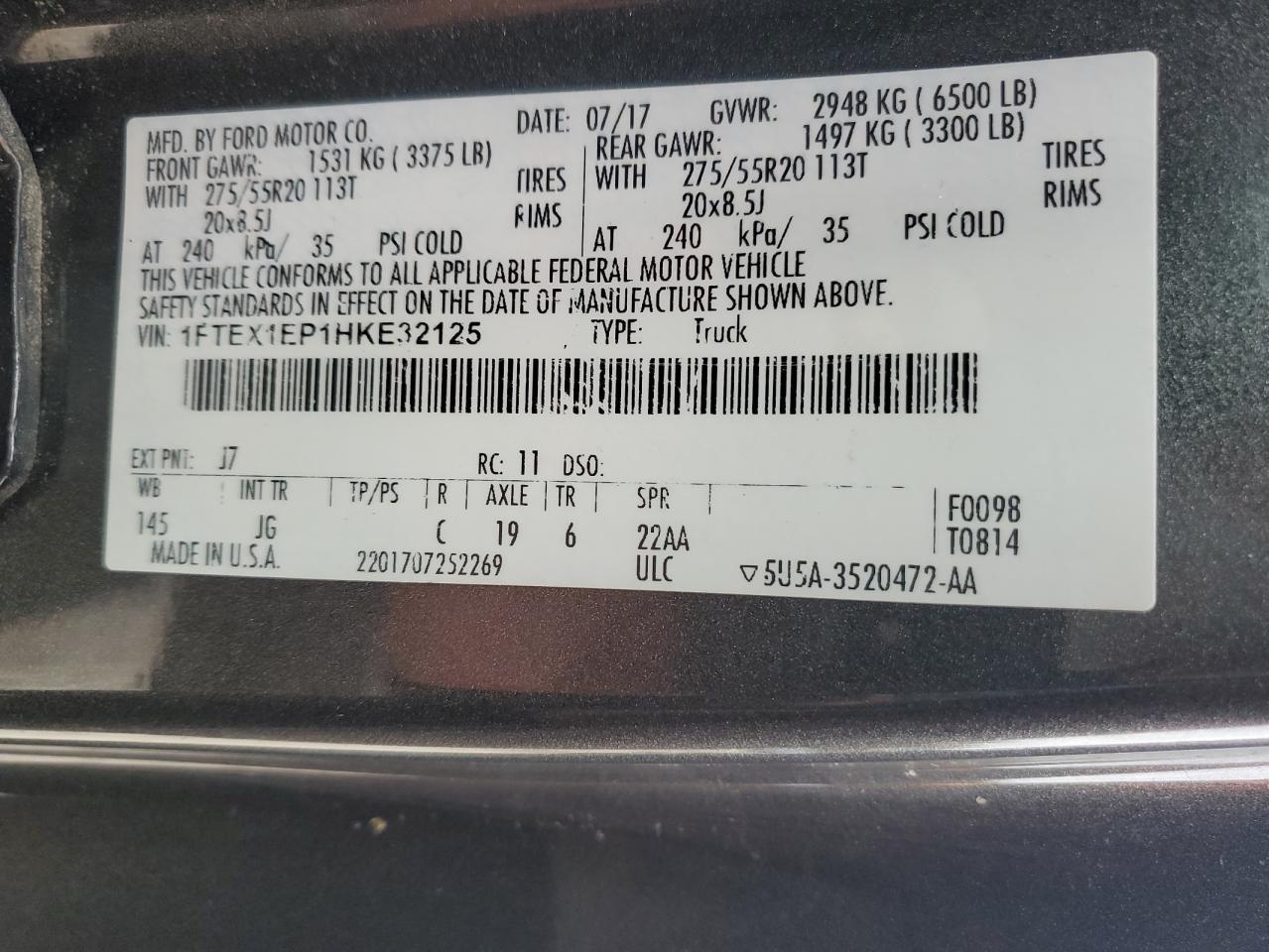 2017 Ford F150 Super cab