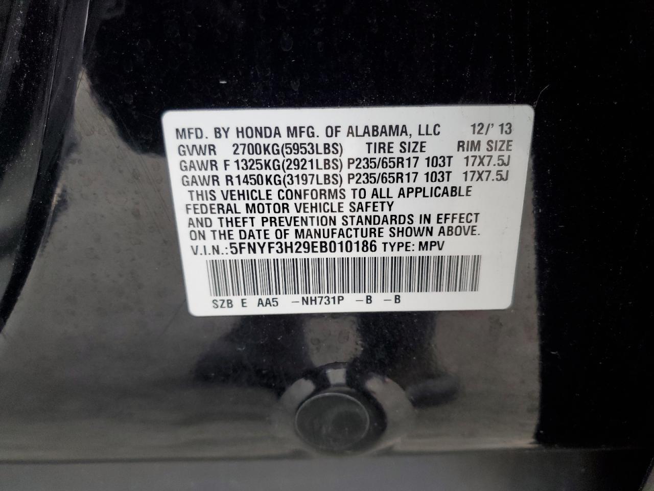 2014 Honda Pilot lx