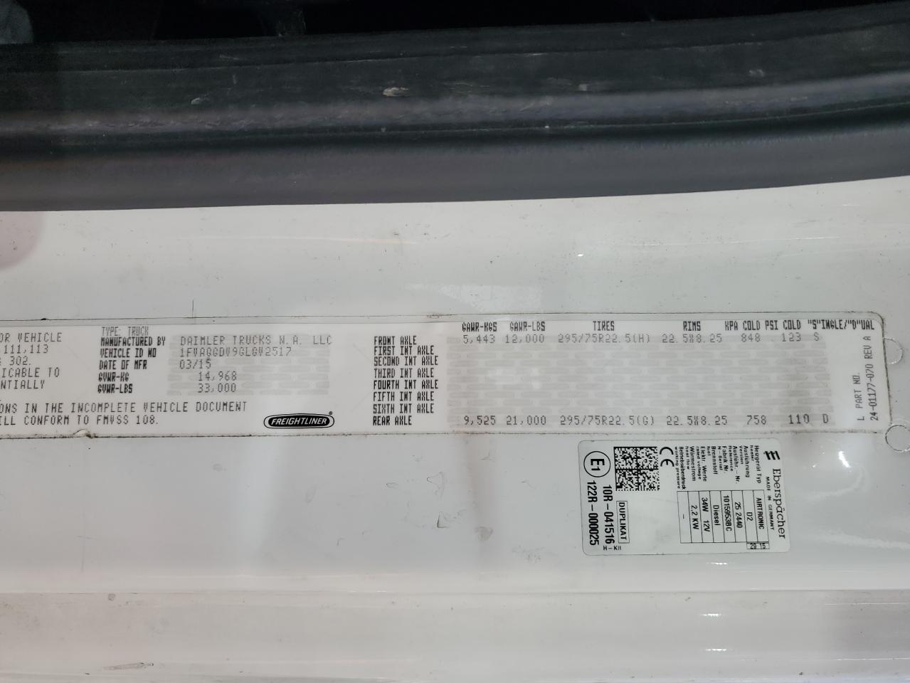 2016 Freightliner Cascadia BOX Truck