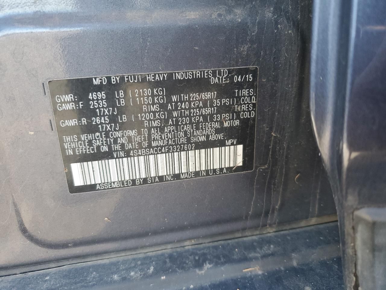 2015 Subaru Outback 2.5i Premium