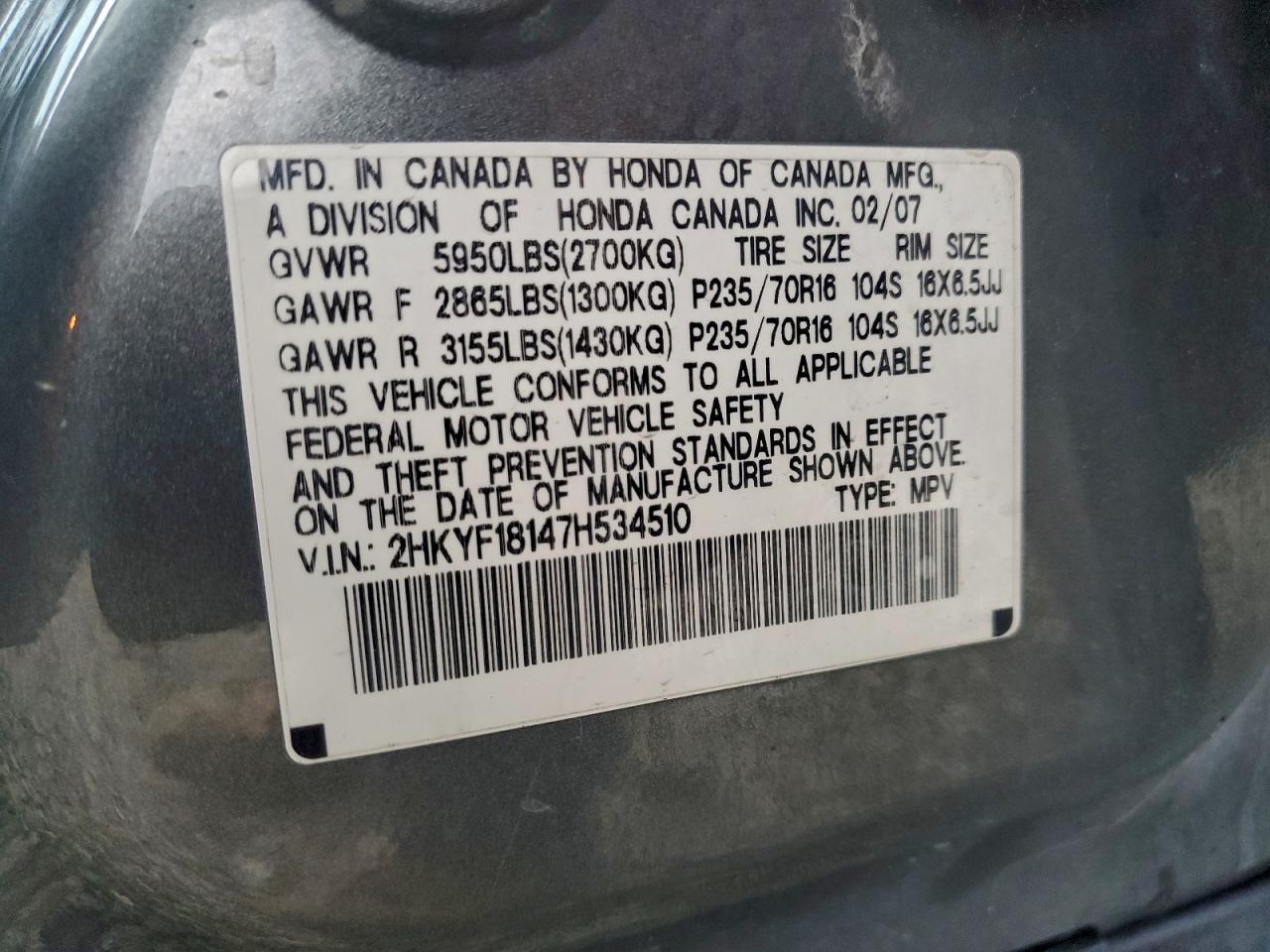 2007 Honda Pilot lx