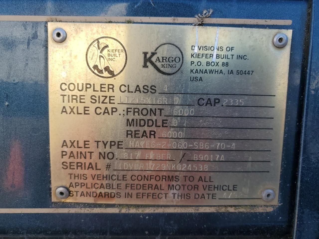 1992 Kieffer Unknown-Livestock Trailer