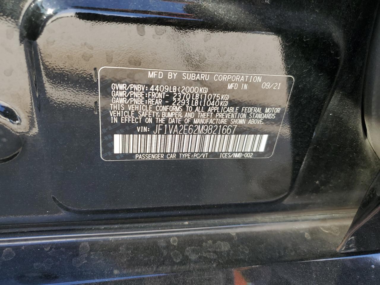 2021 Subaru Wrx sti