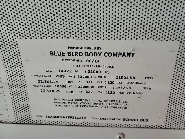 2015 Bluebird 2015 Blue Bird ALL American School Bus