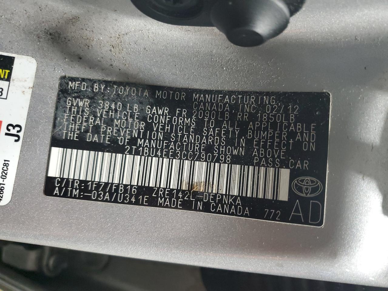 2012 Toyota Corolla Base