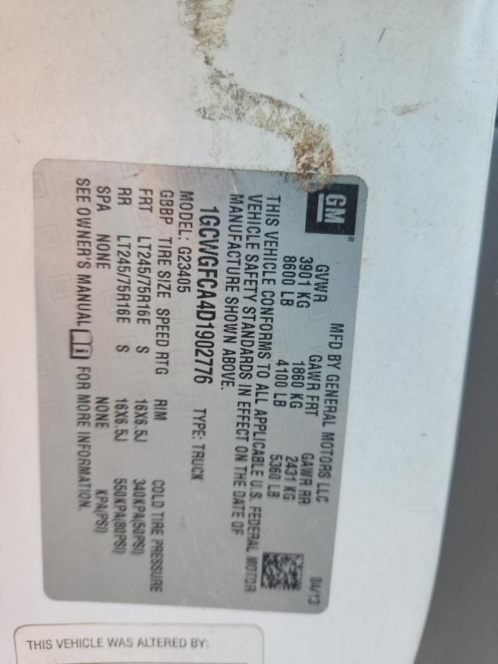 2013 Chevrolet Express G2500 Utility / Service Van