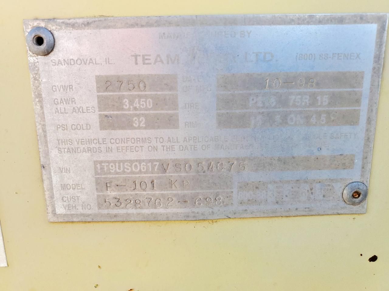 1998 Team Fenex Manhole Support Trailer