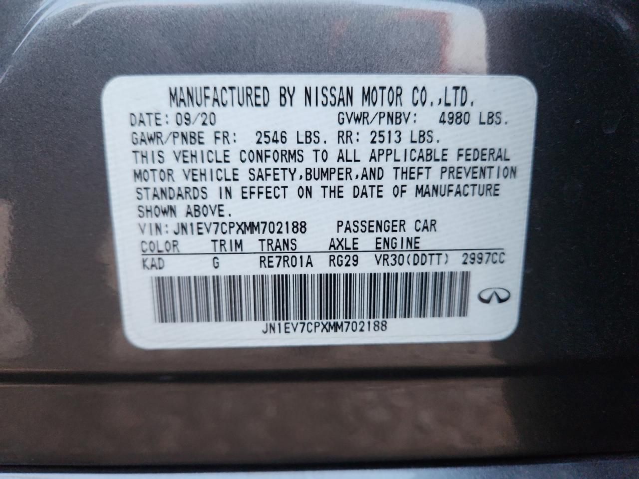 2021 Infiniti Q50 Sensory